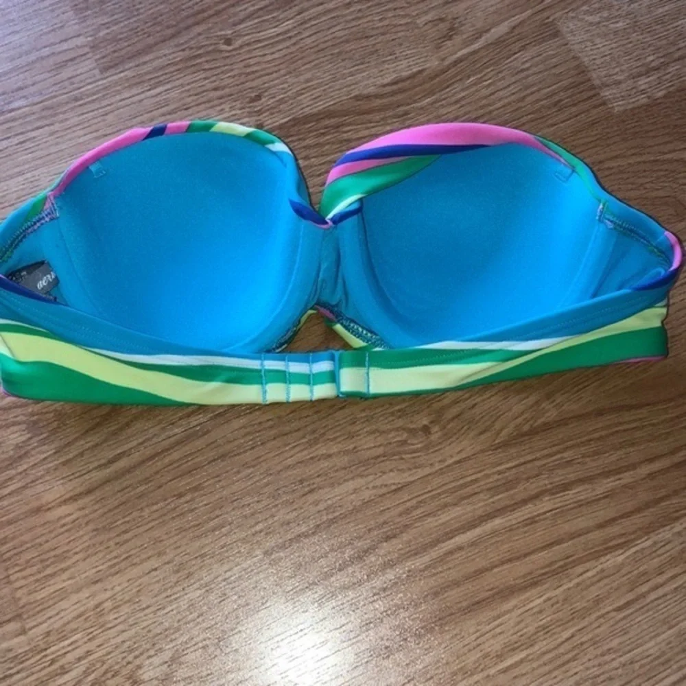 Aerie Bikini Top‎ 32B Underwire Striped Strapless